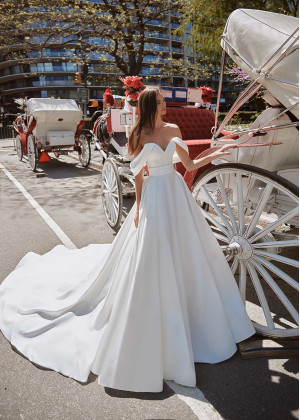 White Satin Royal Wedding Dress With Chapel Train White Satin Royal Wedding Dress With Chapel Train